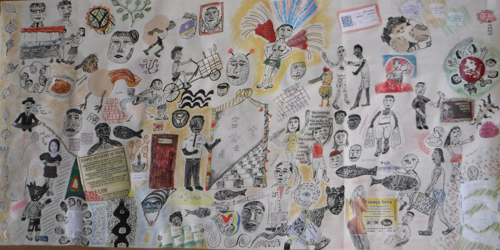 <b>1ras Impresiones RJ</b><br>Técnica: Tinta china en papel, creyones, collague<br>Año: 2017