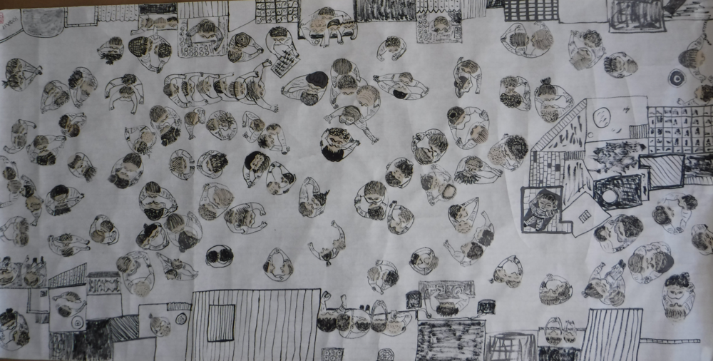 <b>Fiestas de Negocios</b><br>Técnica: Tinta china en papel de arroz<br>Año: 2017