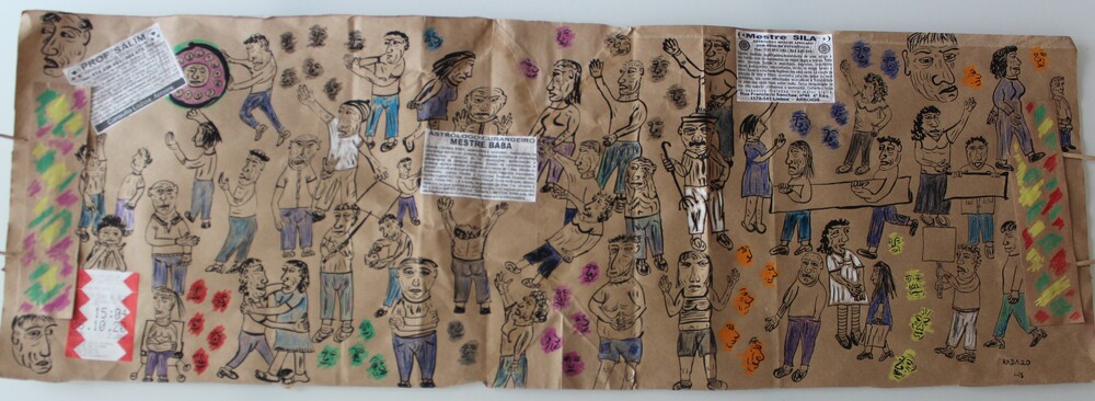 <b>Lisboa II</b><br>Técnica: Tinta china y creyones en bolsa de papel<br>Año: 2020