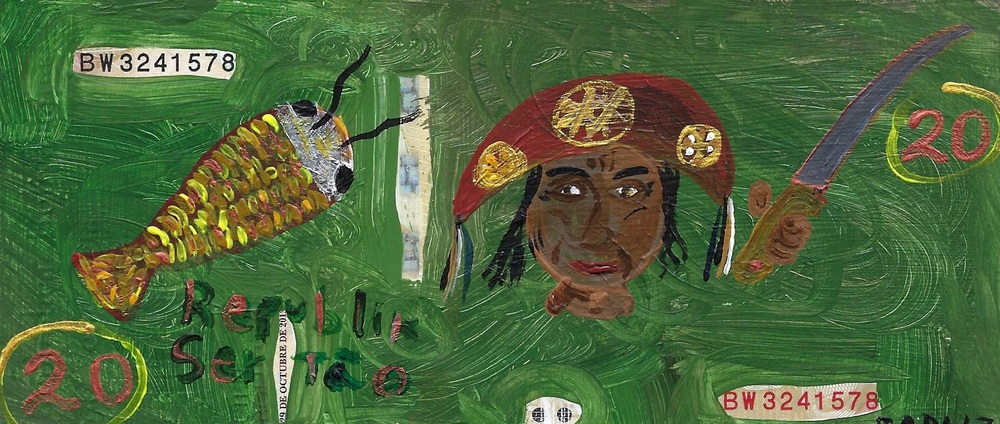 <b>Sertao20</b><br>Técnica: Acrílico sobre cedula<br>Dimensiones: 7x15,5cm<br>Año: 2017