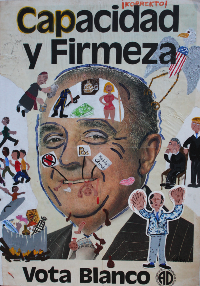 <b>Vota Blanco</b><br>Técnica: Acrílico sobre afiche<br>Dimensiones: 60x42cm