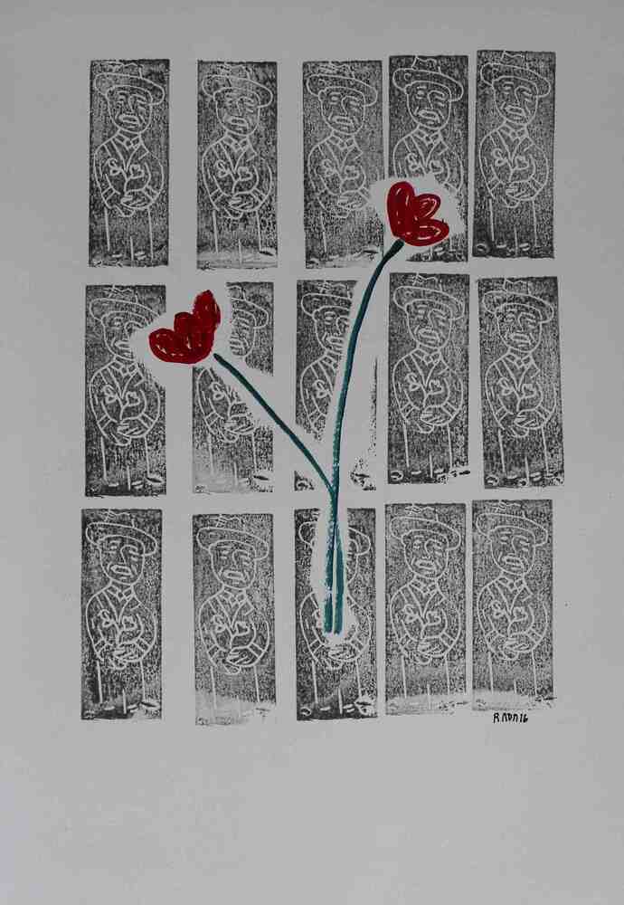 <b>5</b><br>Técnica: Sellos, tinta sobre papel y acrilicos