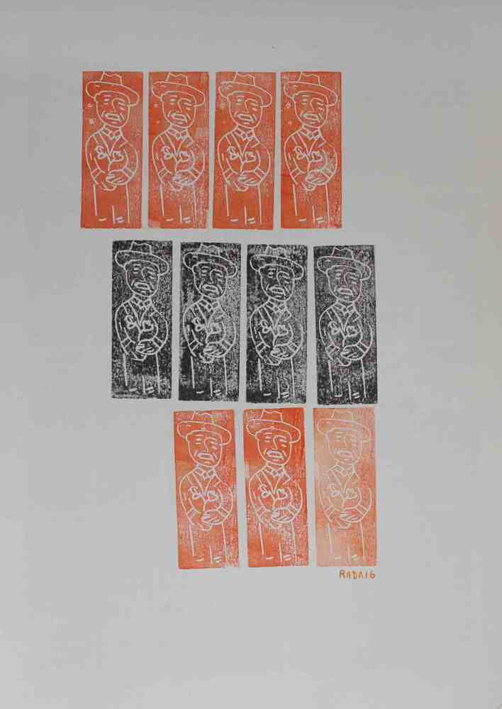 <b>6</b><br>Técnica: Sellos, tinta sobre papel y acrilicos